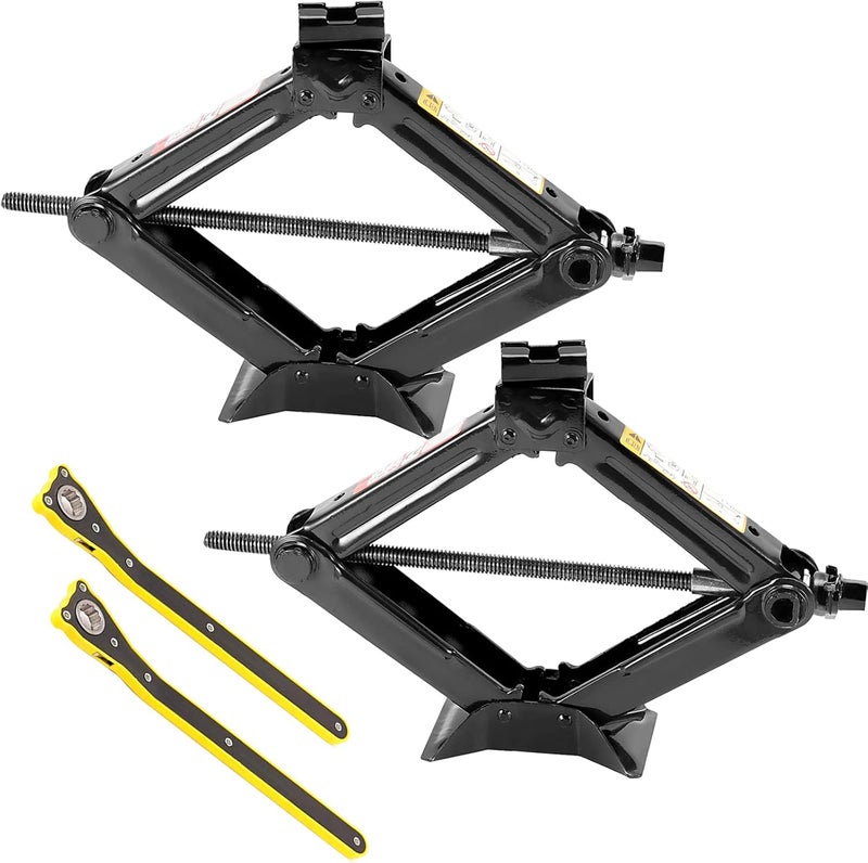JOIKIT 2 Pack 1.5 Tons 3307 Lbs Capacity Scissor Jack, Car Jack with 2 Ratchet Handles, Car Scissor Jack Lift for Wagon, Van, SUV, Truck, Max Height 15 Inches - Image 1
